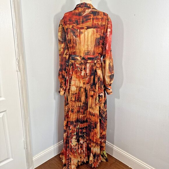 Latiste Maxi Dress Womens 3X Sheer Multicolor V Neck Vacation Formal